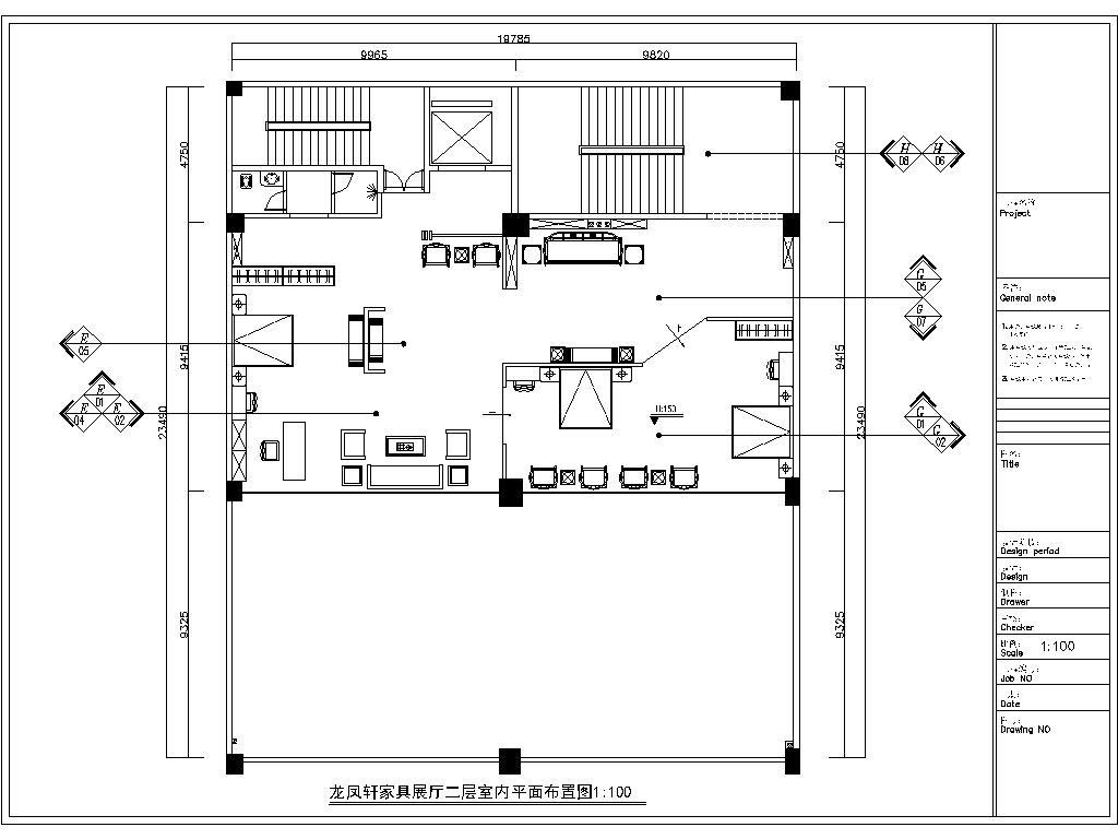 红木家具专卖店展厅施工图下载【ID:448895617】