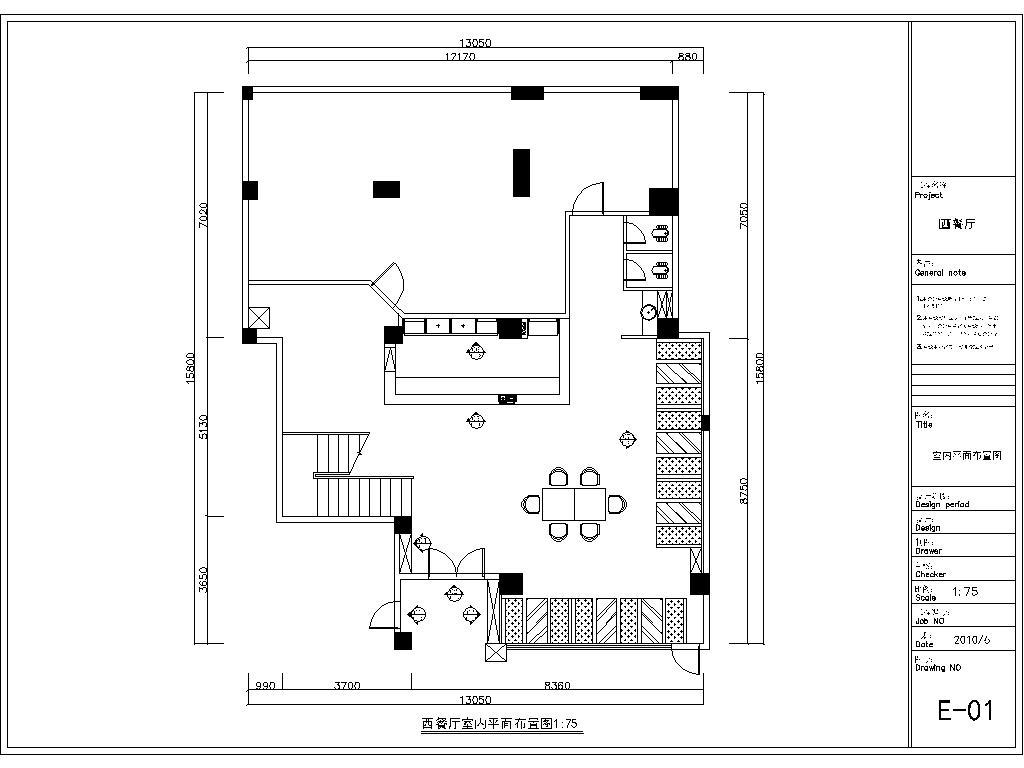 西餐厅室内装修CAD施工图cad施工图下载【ID:648895740】