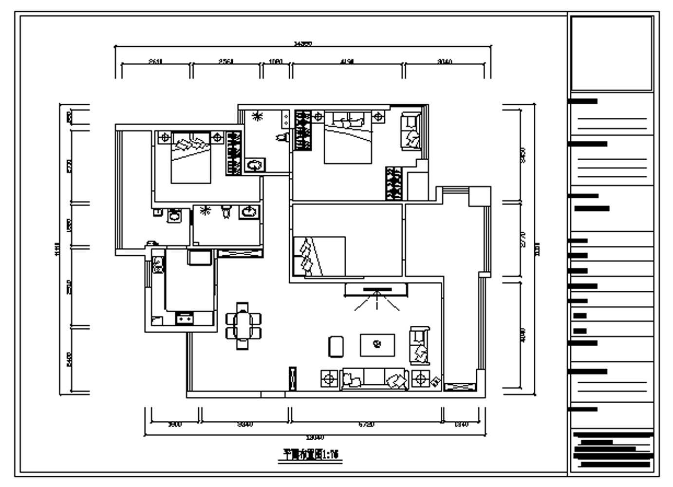 家装住宅室内装修CAD施工图cad施工图下载【ID:548901551】