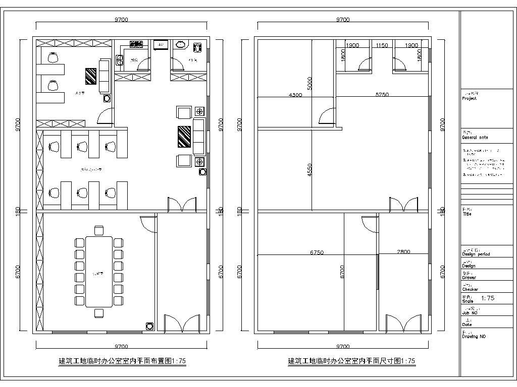 办公室室内装修CAD施工图施工图下载【ID:648902973】