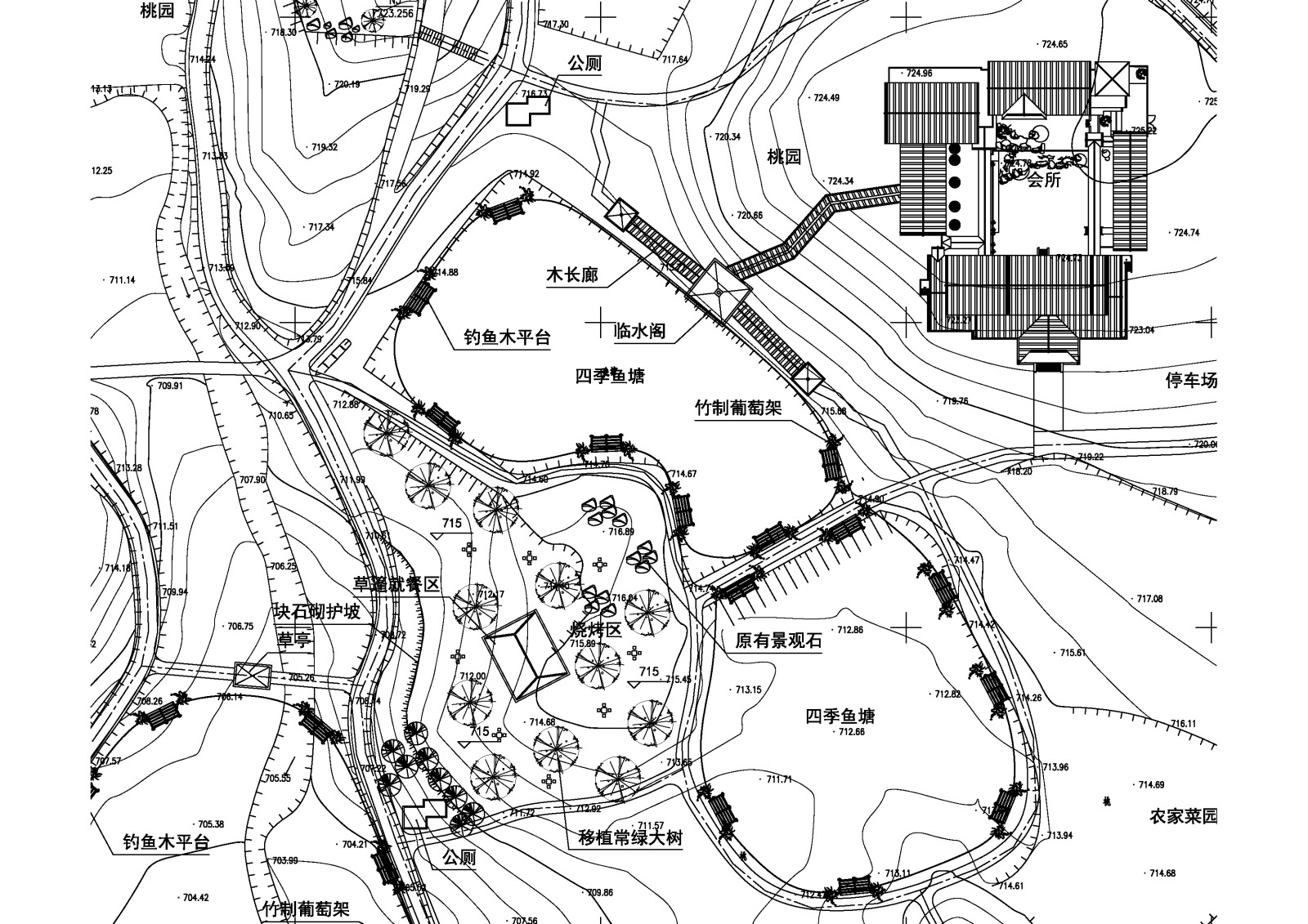 农家乐地形图景观设计图cad施工图下载【ID:748905712】