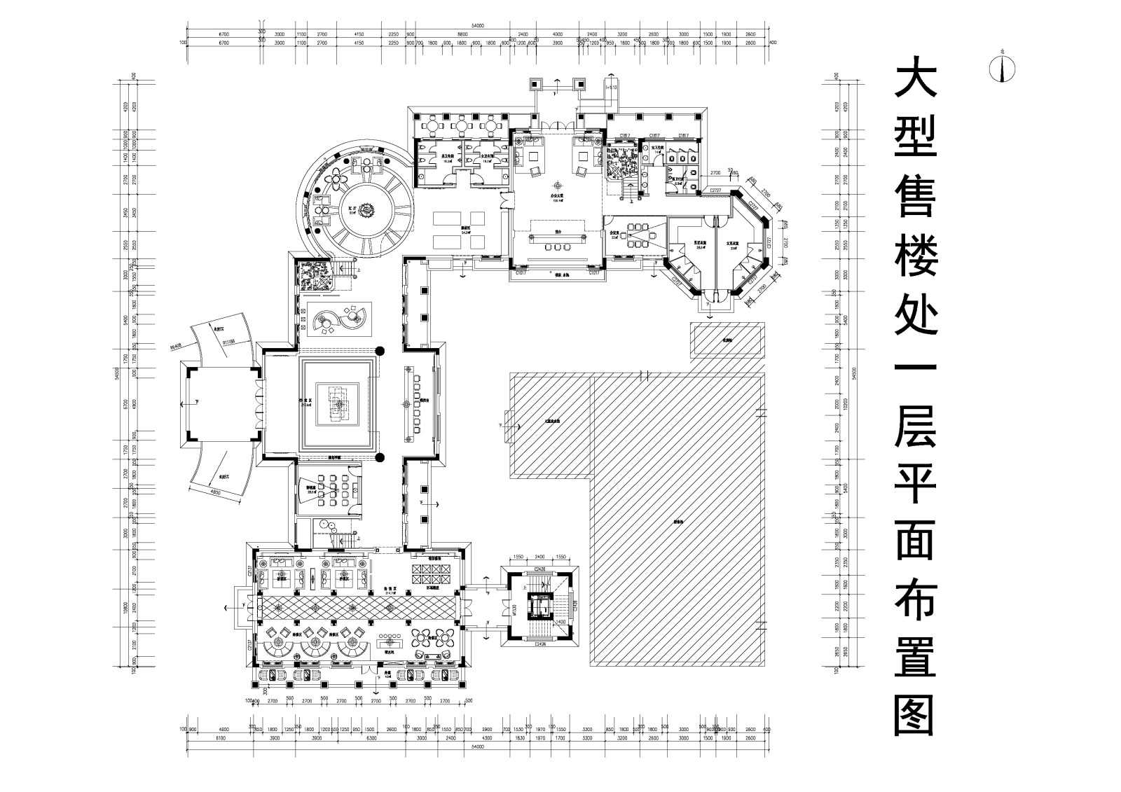 某大型售楼处一二三层平面图cad施工图下载【ID:649107829】
