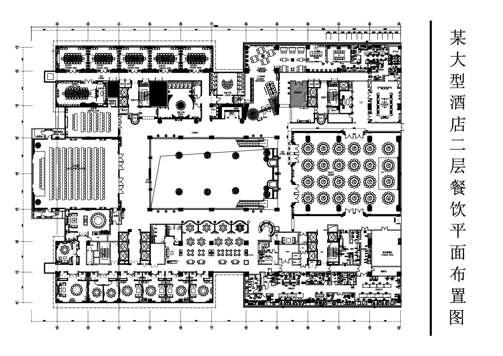 某大型酒店餐饮空间平布置图cad施工图下载【ID:649116692】