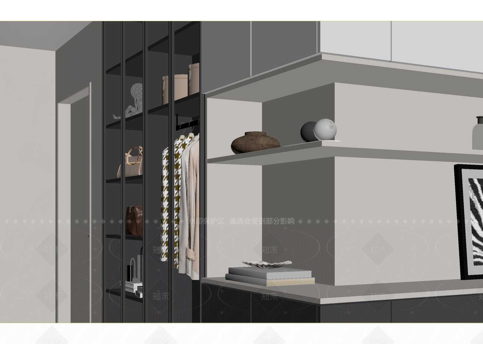 现代衣帽间3D模型下载【ID:1214963930】