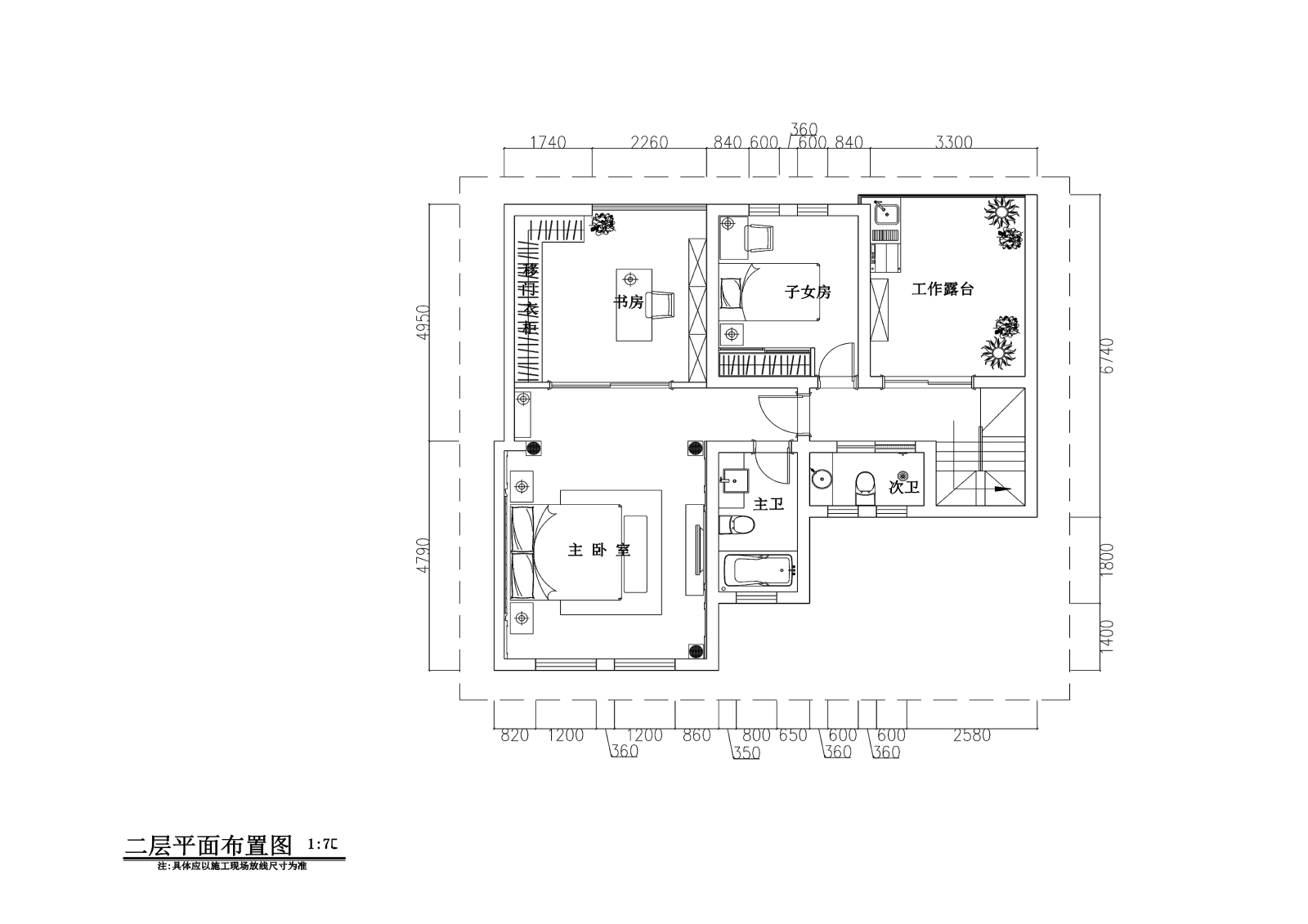 欧式风格四居室住宅装修cad施工图下载【ID:549981510】