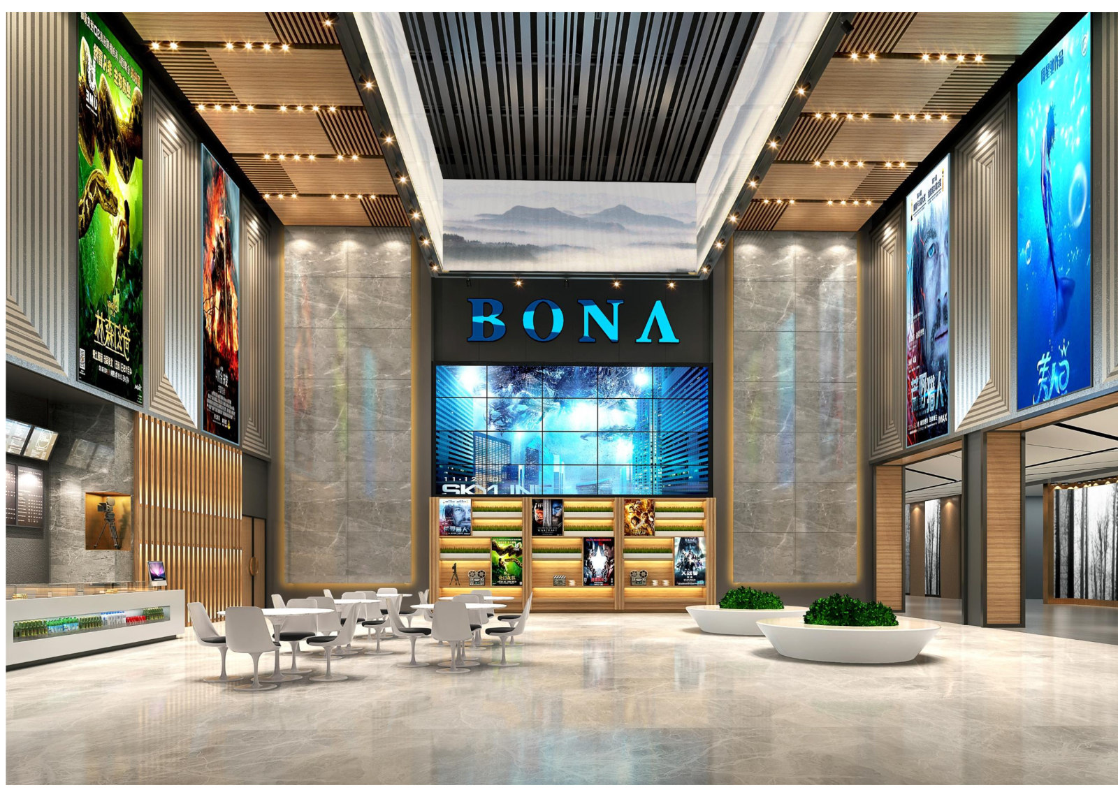 BONA博纳国际影城台州店设计方案cad施工图下载【ID:450099597】