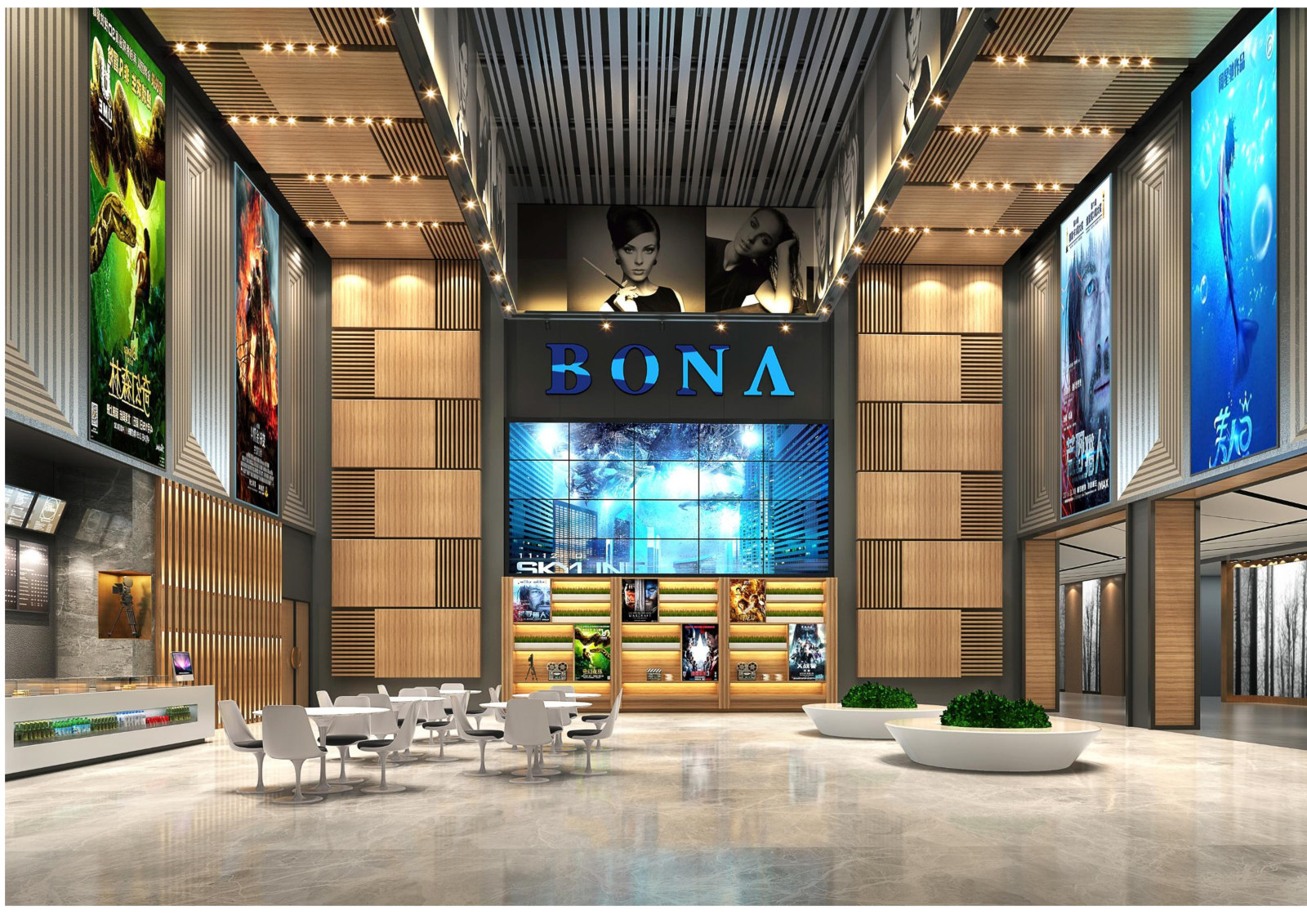 BONA博纳国际影城台州店设计方案cad施工图下载【ID:450099597】
