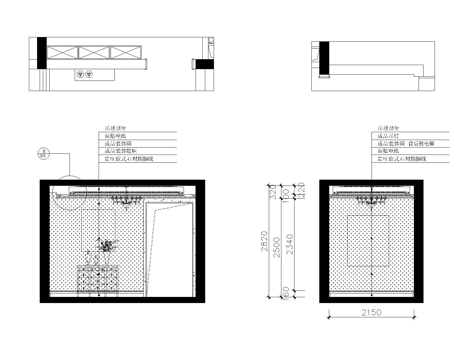 欧式风格三居室住宅装修设计cad施工图下载【ID:550374463】