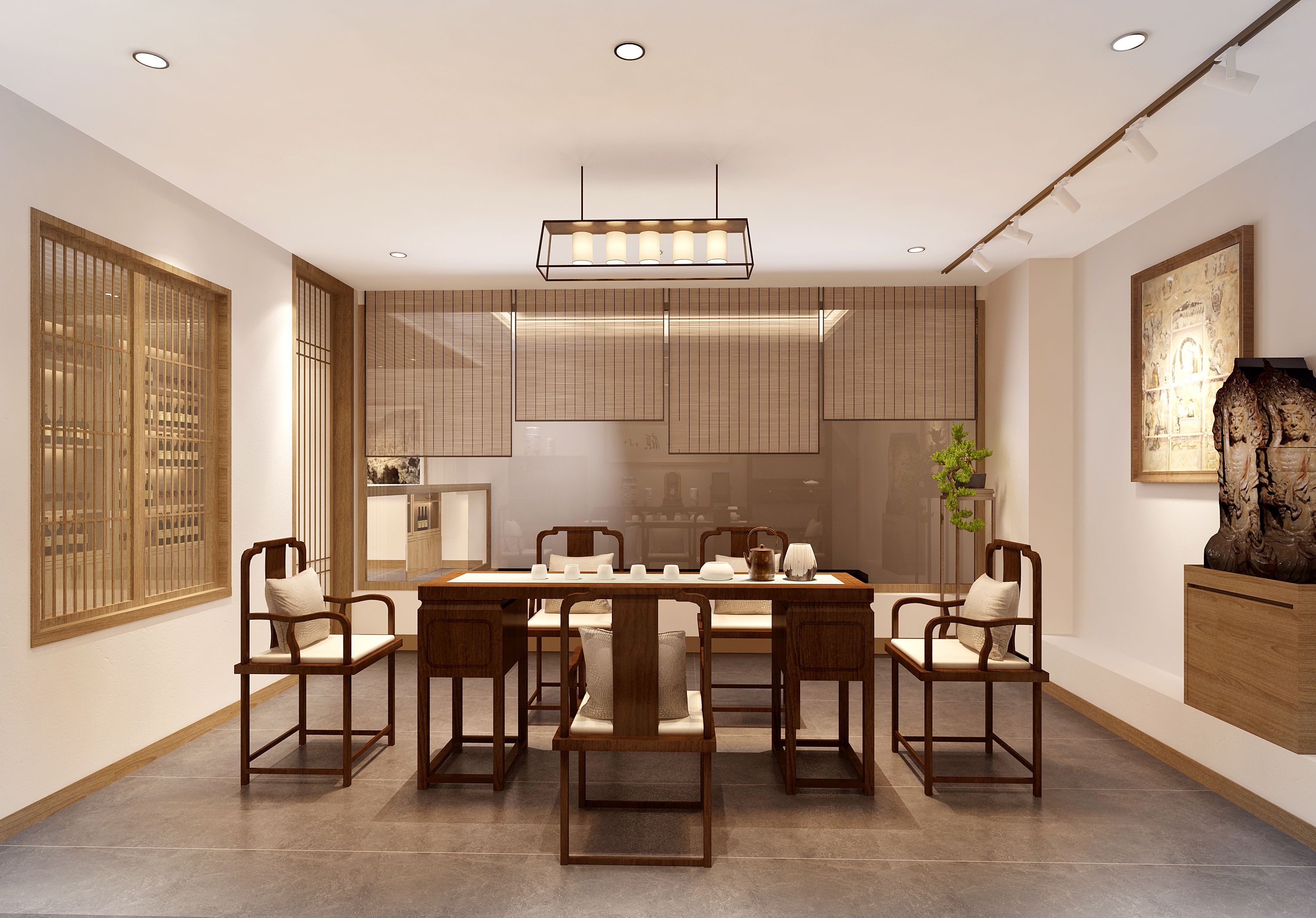 新中式茶坊茶亭施工图【id:550797575】