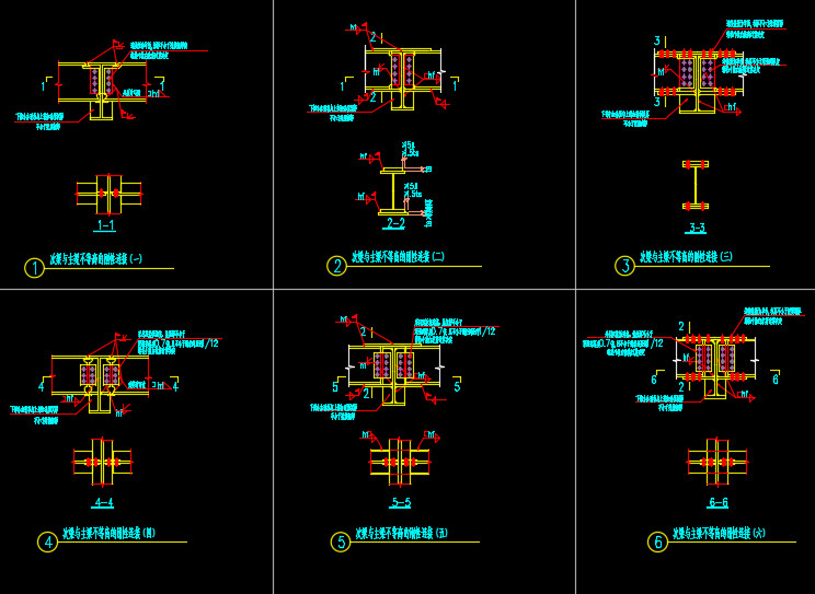 各种钢梁构造节点大样cad施工图下载【ID:451222751】
