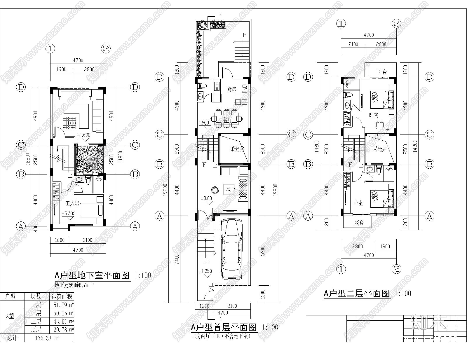 别墅设计方案平面立面剖面建筑施工图A施工图下载【ID:951245883】