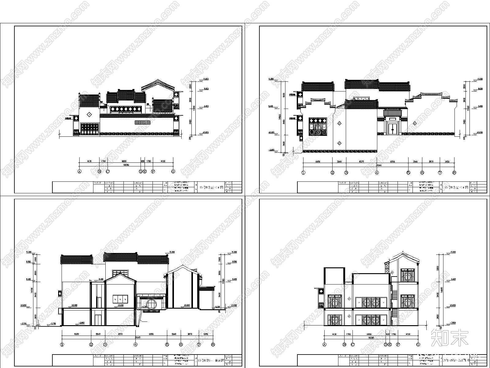 别墅设计方案平面立面剖面建筑施工图ABCD型施工图下载【ID:951245896】