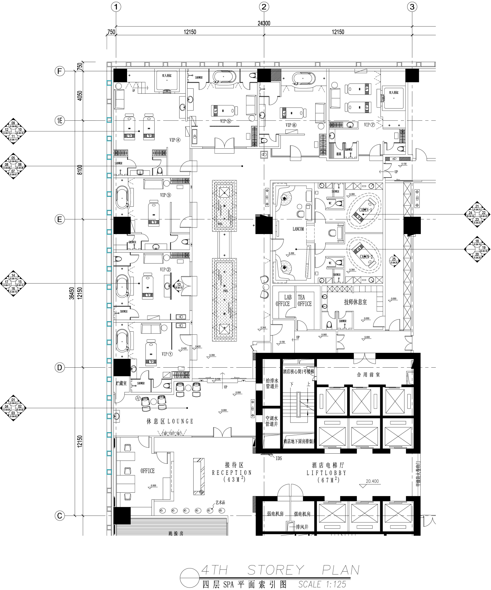 LTW-SPA桑拿会所全套施工图cad施工图下载【ID:451764784】