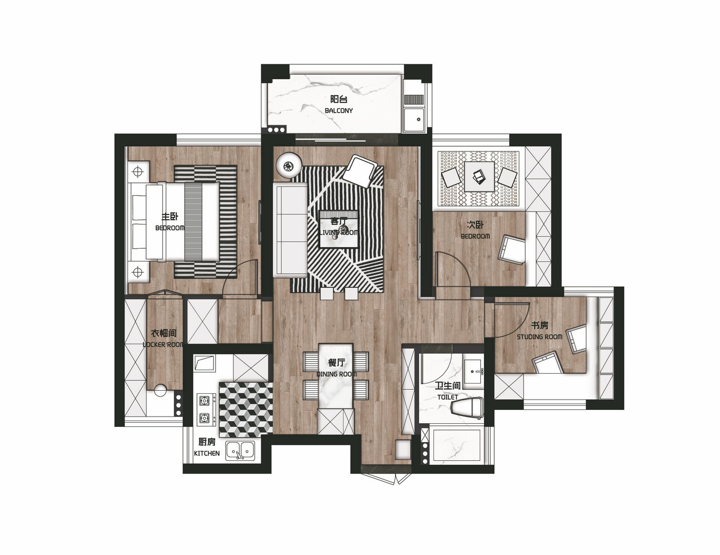 冷暖适中的小北欧住宅施工图cad施工图下载【ID:552143530】