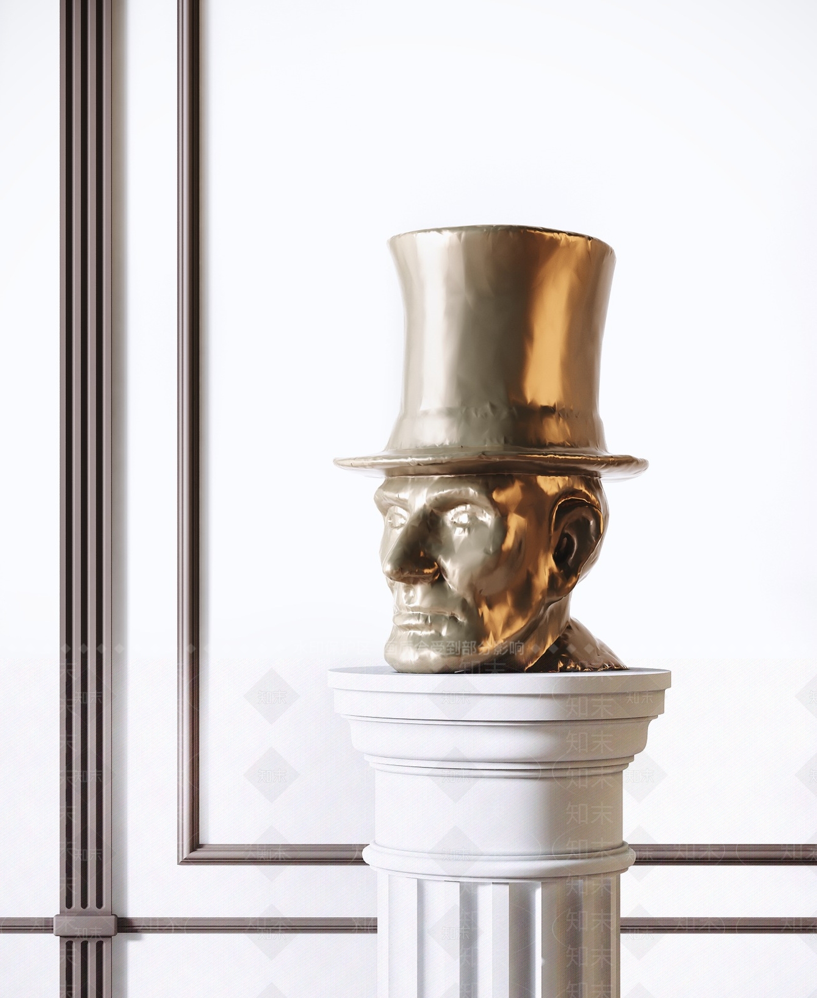 简欧林肯人物头像雕塑3D模型下载【ID:352163893】