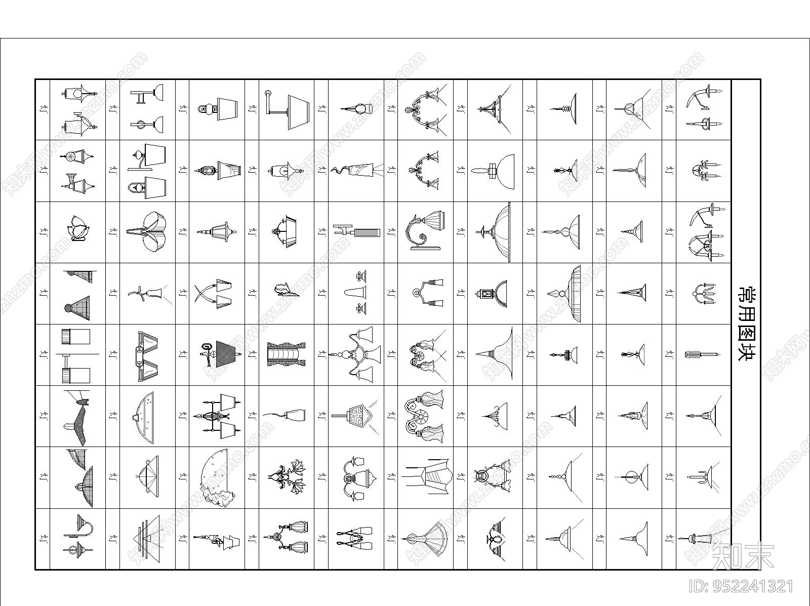 立面壁灯图块施工图下载【ID:952241321】