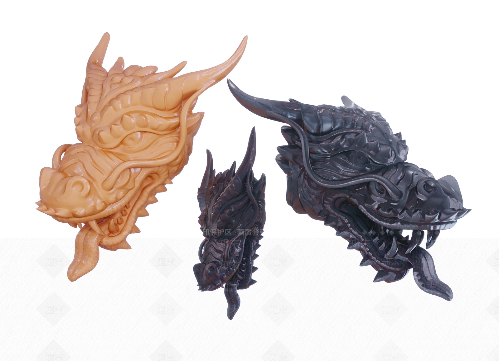 现代龙头雕塑3D模型下载【ID:352278805】