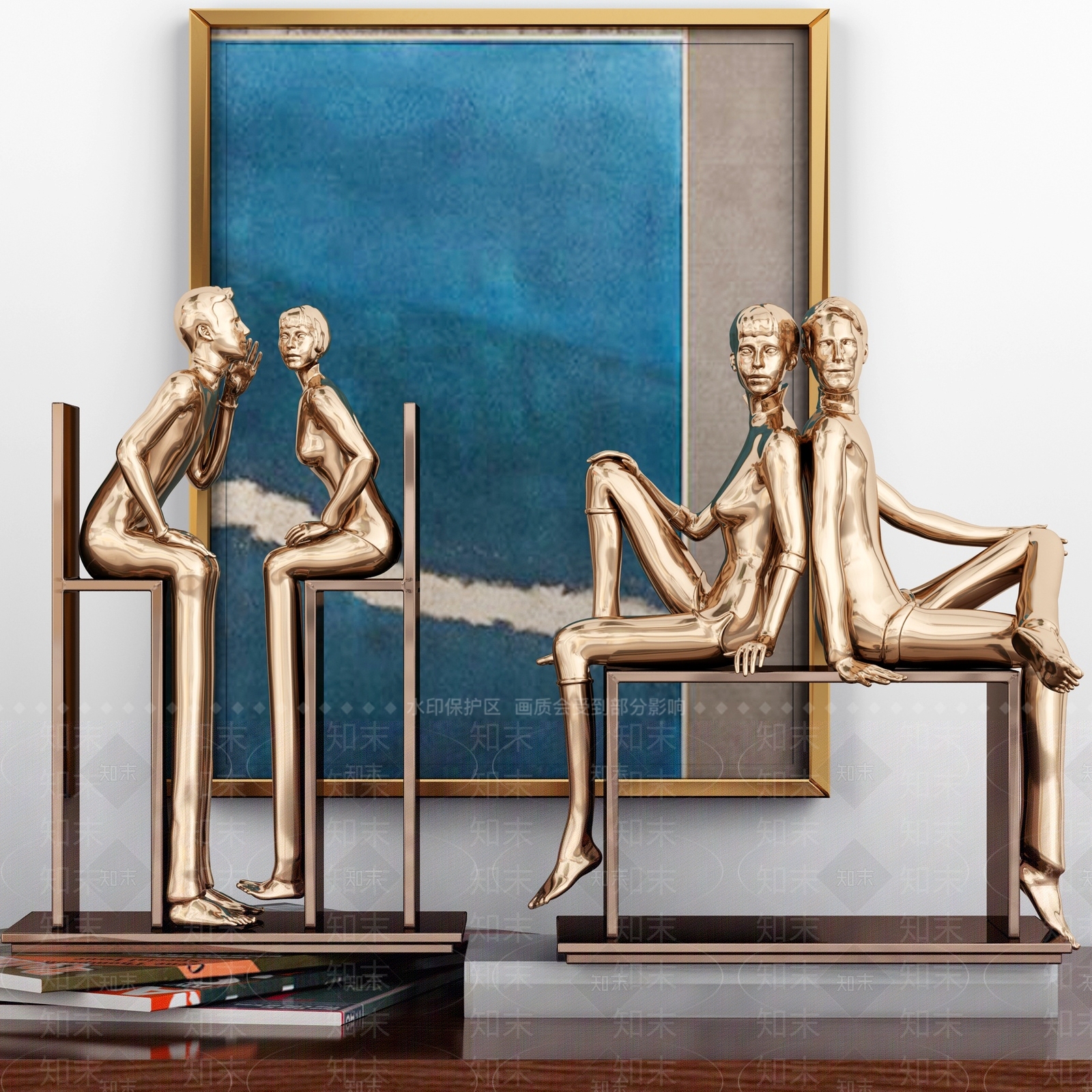 现代金属人物雕塑摆件3D模型下载【ID:352286825】