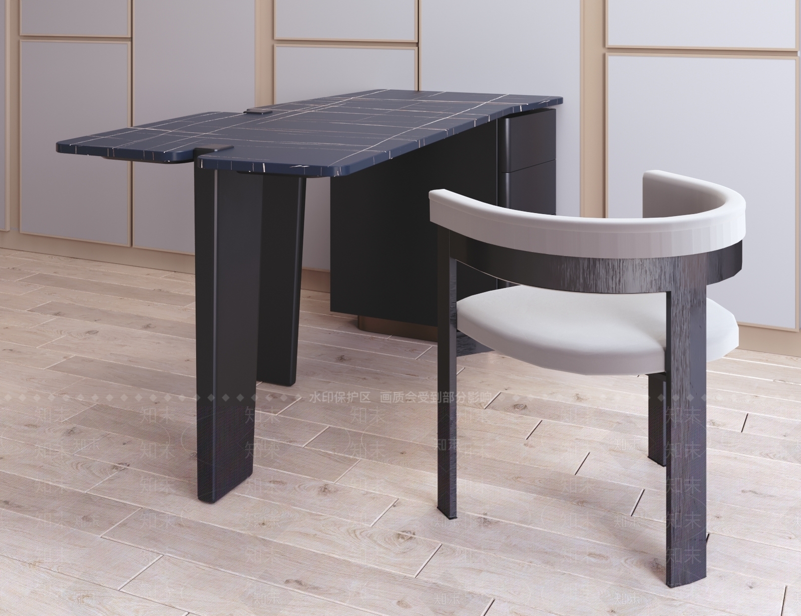 现代书桌椅子组合3D模型下载【ID:352287736】