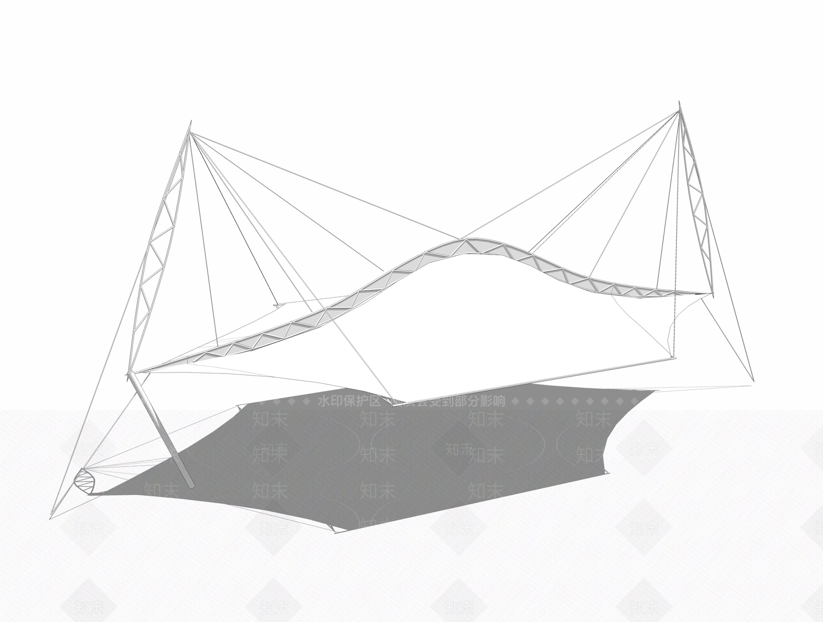 现代风格遮阳棚SU模型下载【ID:952340947】