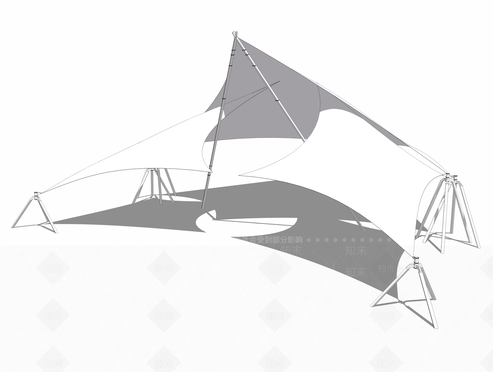 现代风格遮阳棚SU模型下载【ID:952340948】