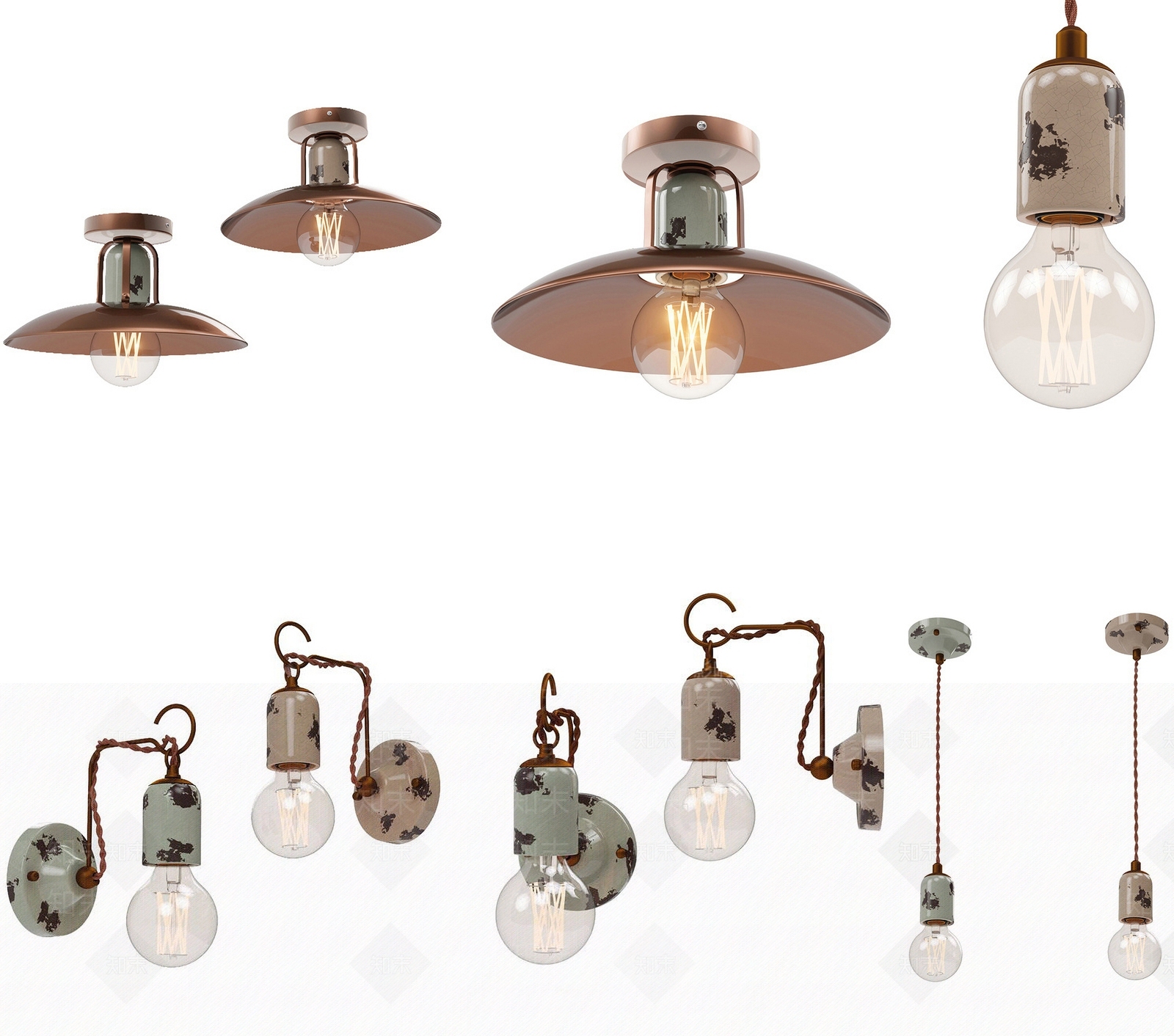 工业风loft吊灯3D模型下载【ID:552341806】