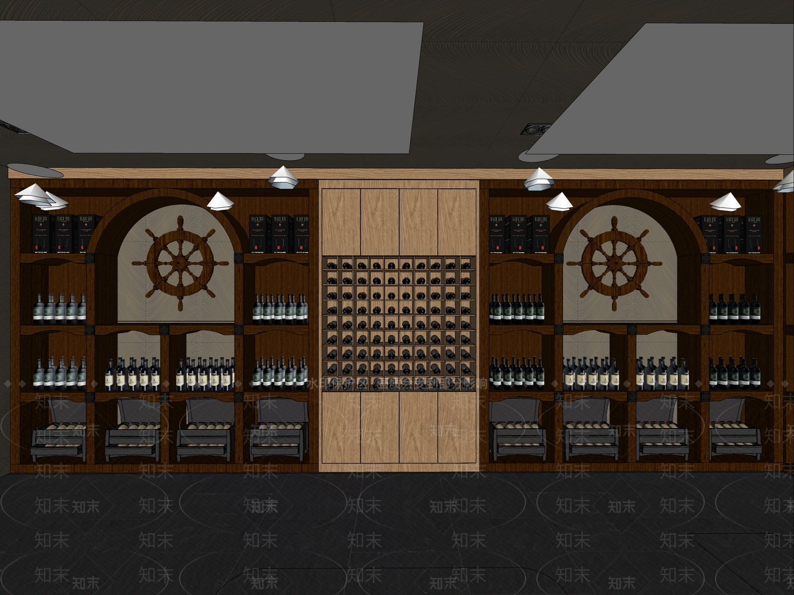 美式风格酒窖SU模型下载【ID:652346189】