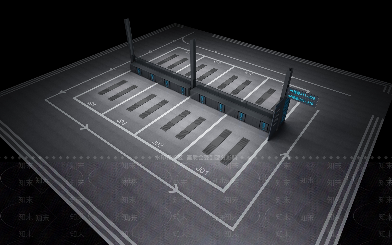 现代地下停车位3D模型下载【ID:952350433】