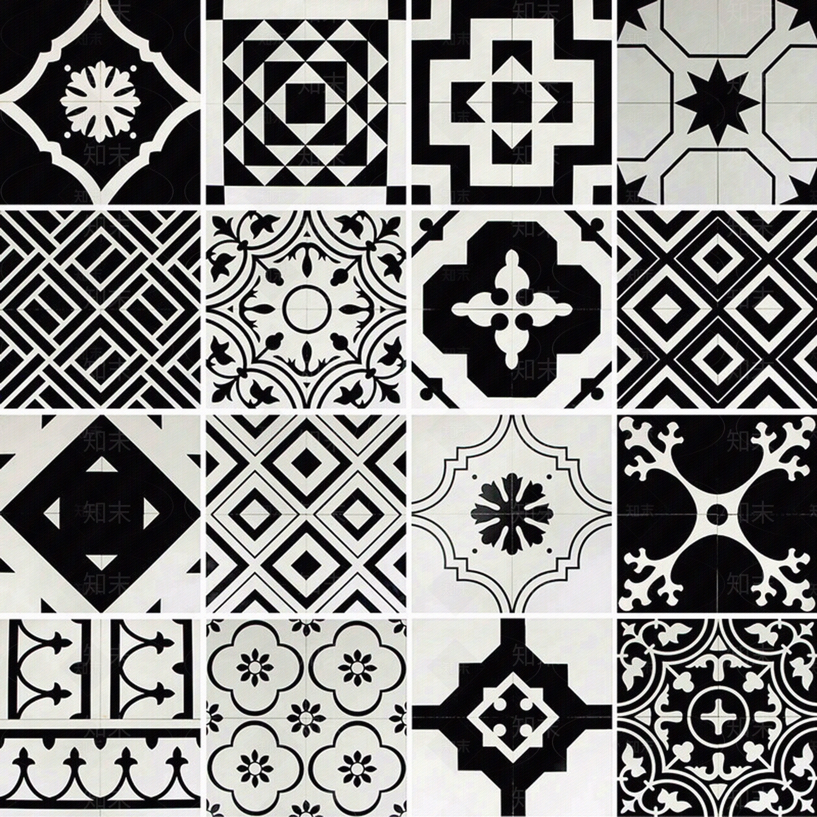 北欧小花砖墙贴图贴图下载【ID:652375637】