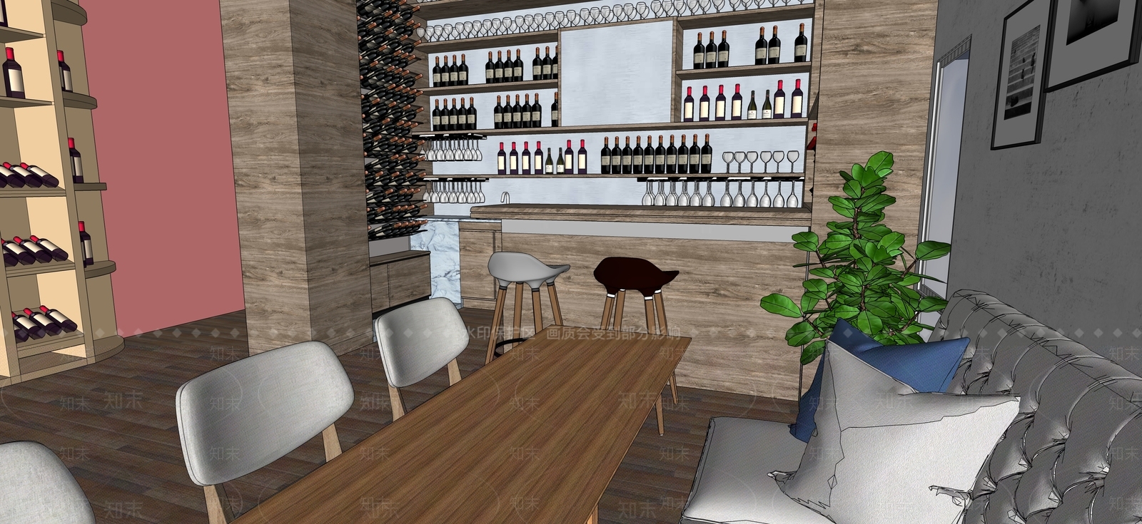现代风格酒吧SU模型下载【ID:752404491】