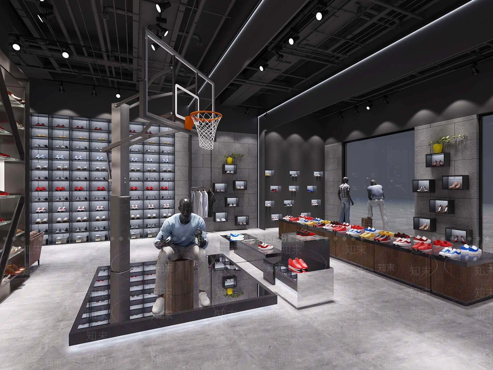 工业风男鞋店3D模型下载【ID:752410738】