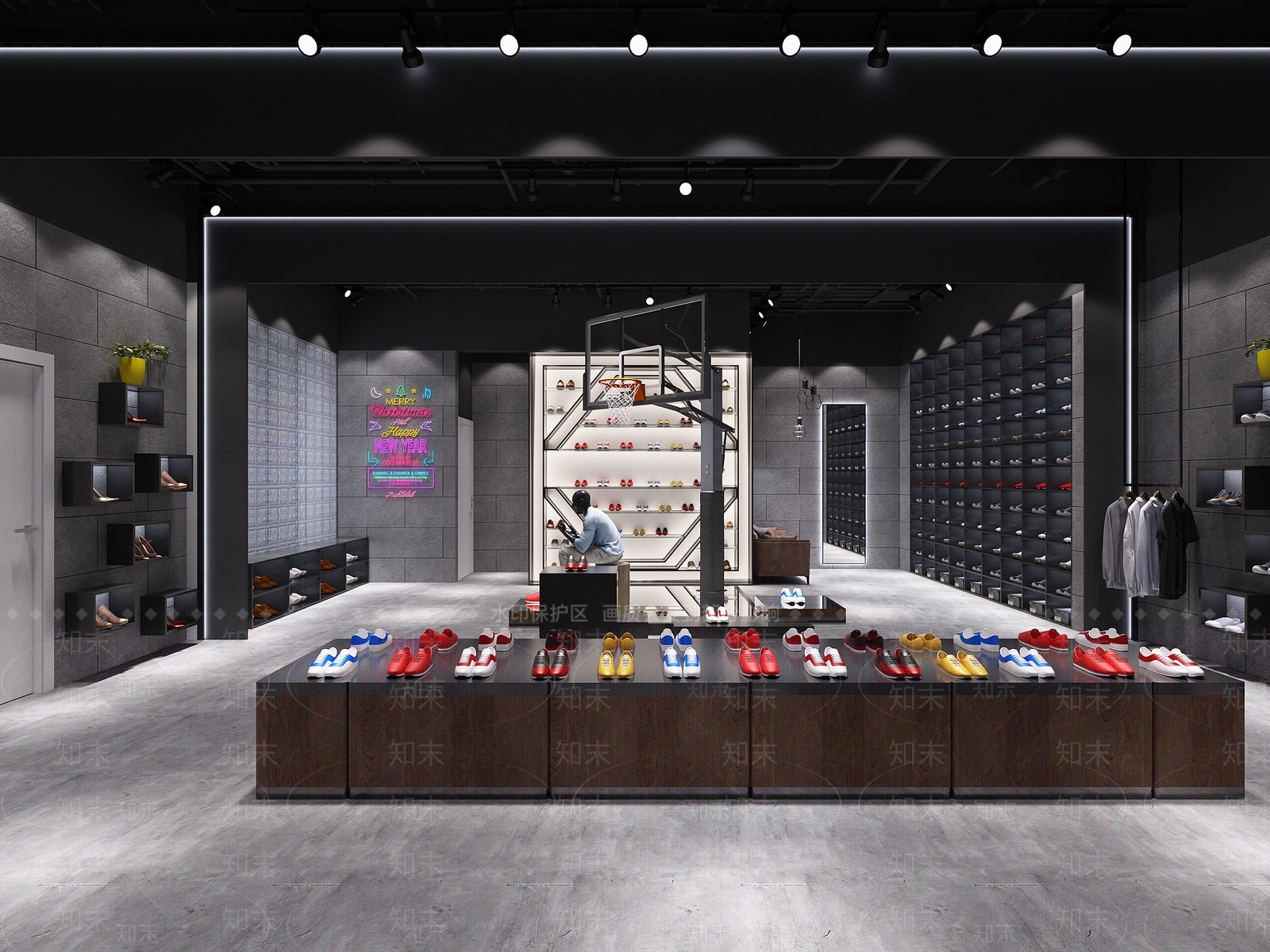 工业风男鞋店3D模型下载【ID:752410738】