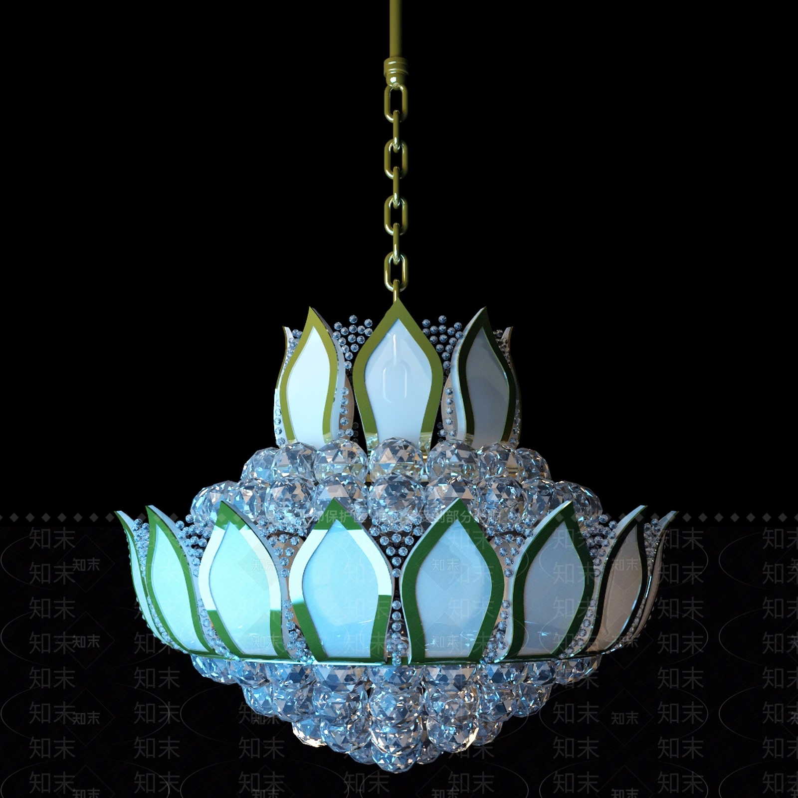 简欧莲花吊灯3D模型下载【ID:552489846】