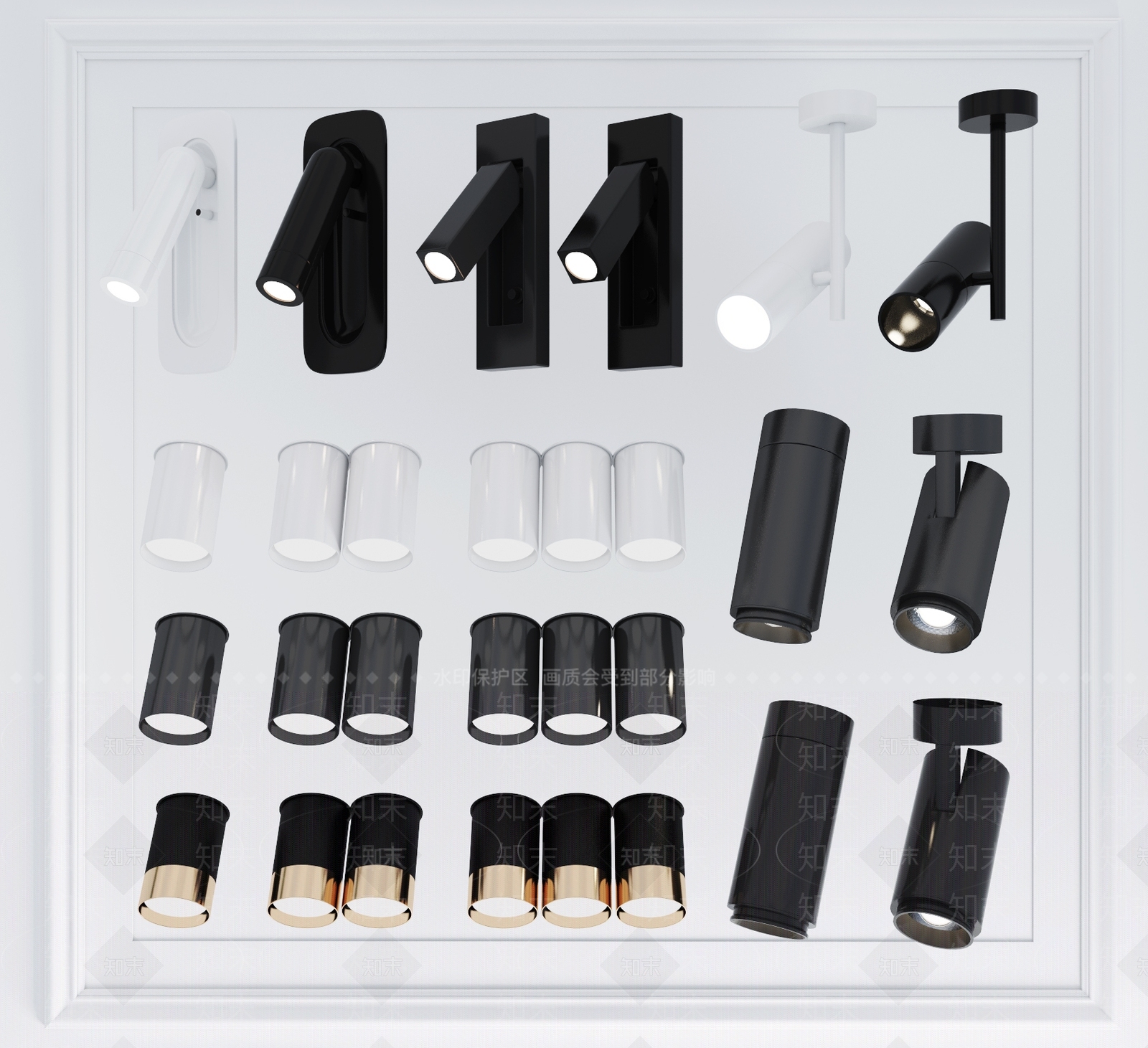 现代明装筒灯3D模型下载【ID:652504665】