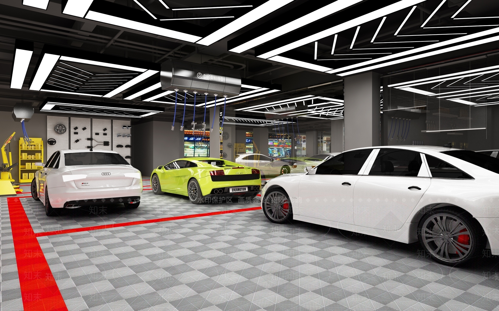 工业风格汽车美容店3D模型下载【ID:652517199】