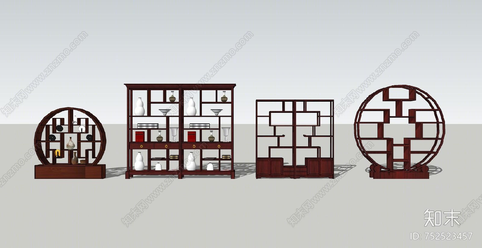 中式风格博古架SU模型下载【ID:752523457】