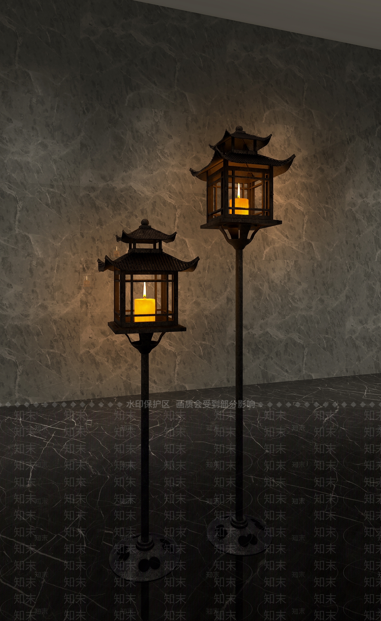 中式户外灯3D模型下载【ID:652562277】