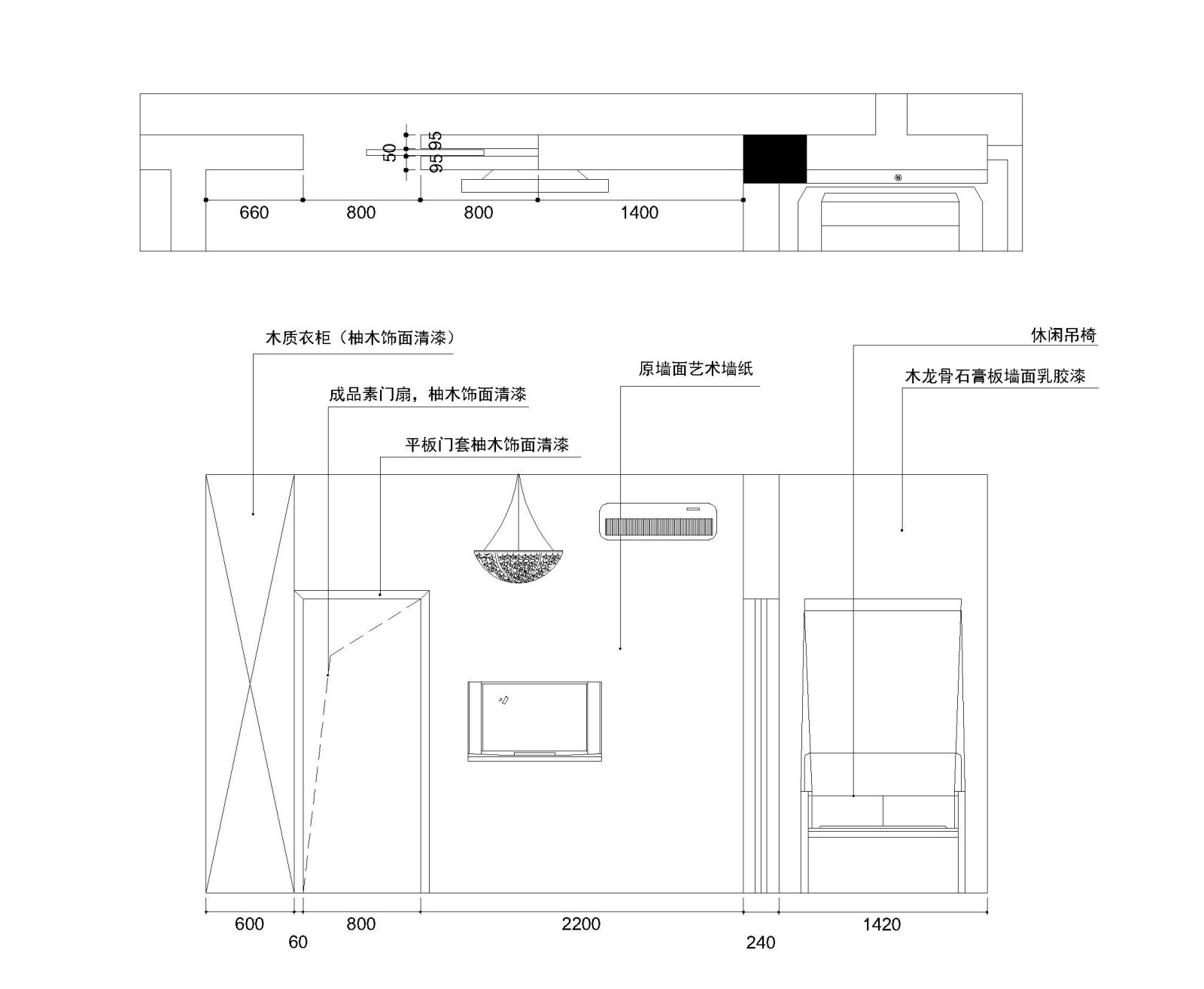 汉阳60㎡现代低调奢华风格婚房室内装修cad施工图下载【ID:552571522】