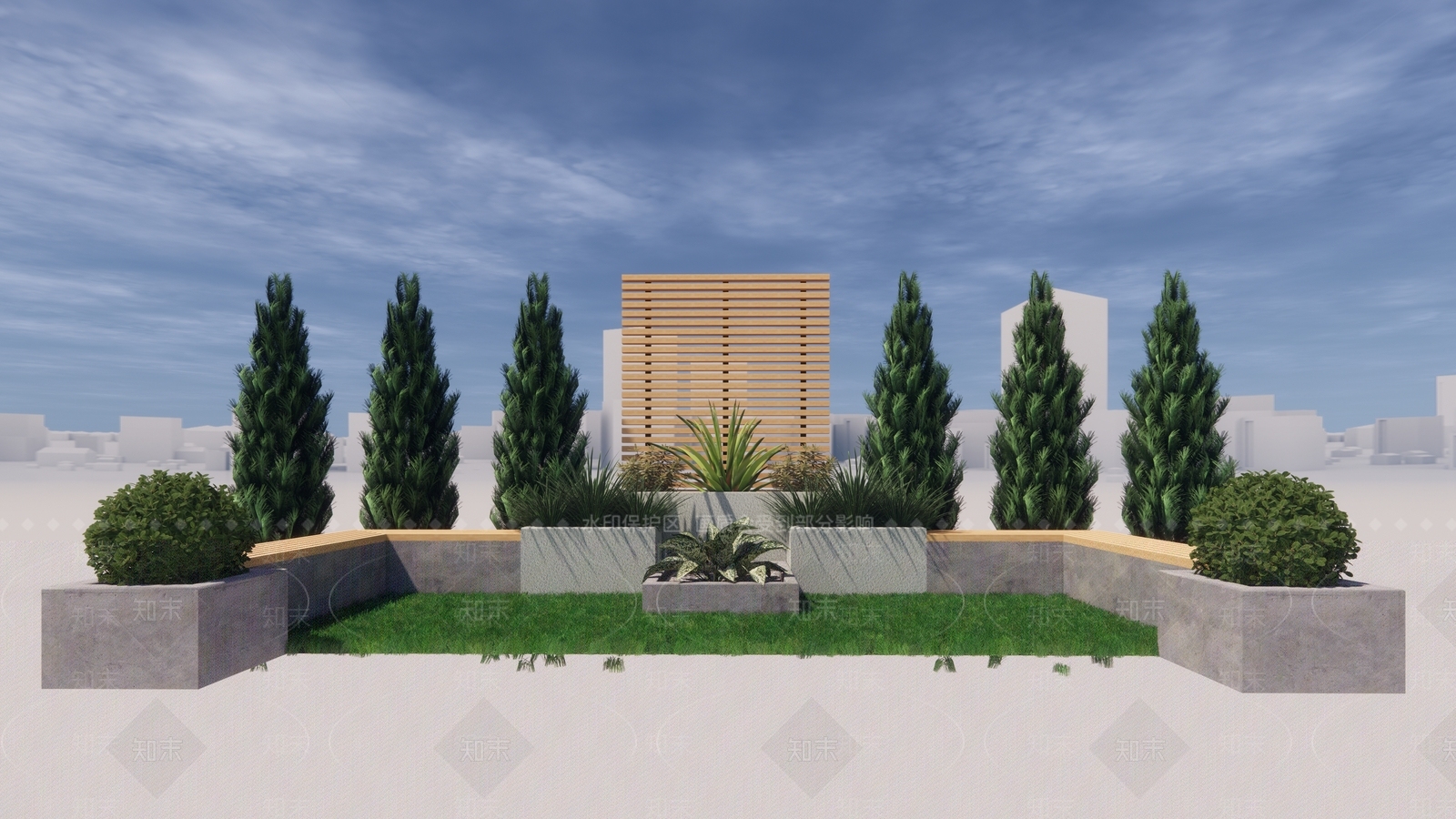 现代风格花坛花钵SU模型下载【ID:952592759】