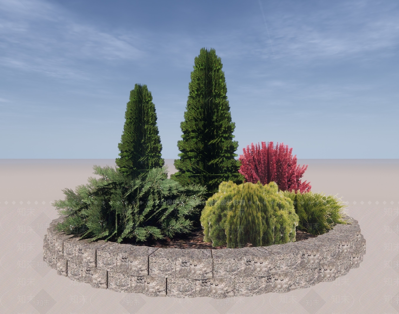 现代风格花坛花钵SU模型下载【ID:952592769】