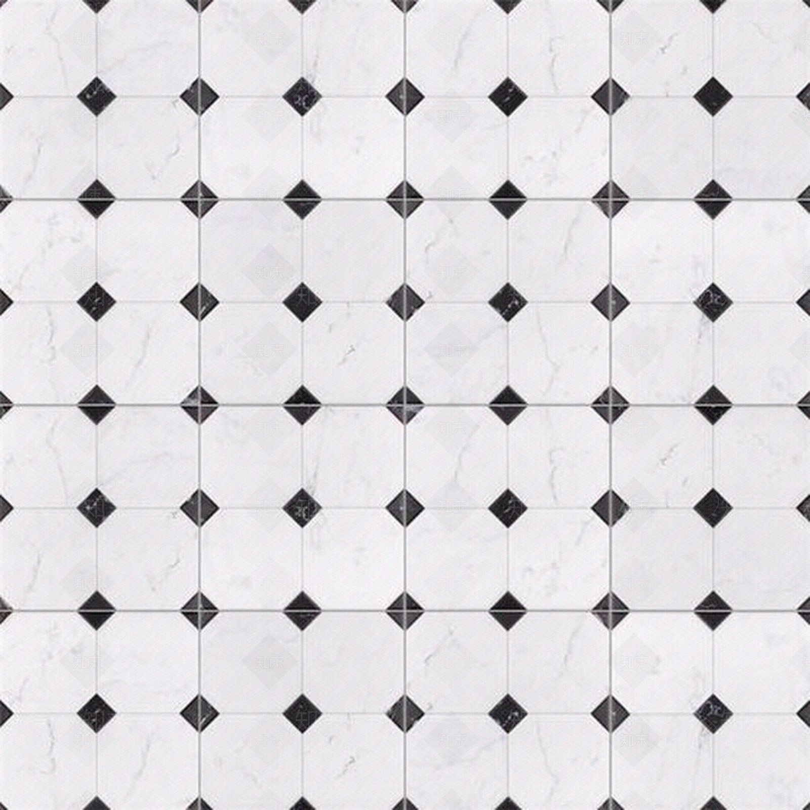 黑白大理石拼花瓷砖贴图下载【ID:352635899】
