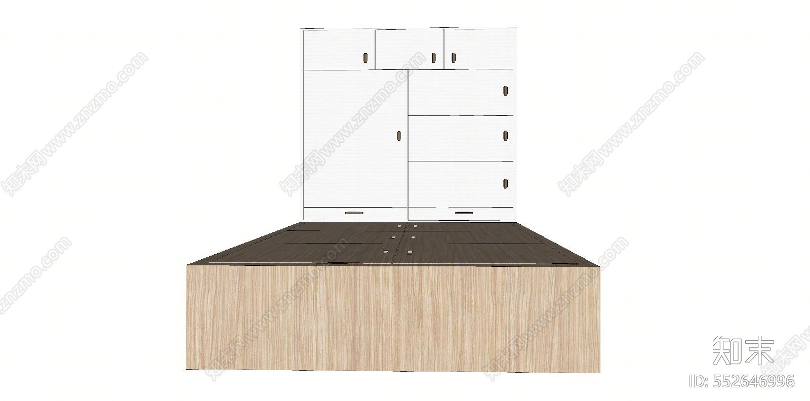 现代风格榻榻米床SU模型下载【ID:552646996】