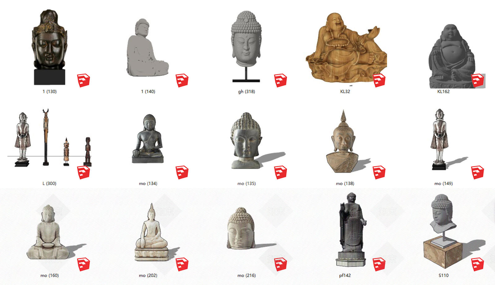 现代佛像SU模型草图