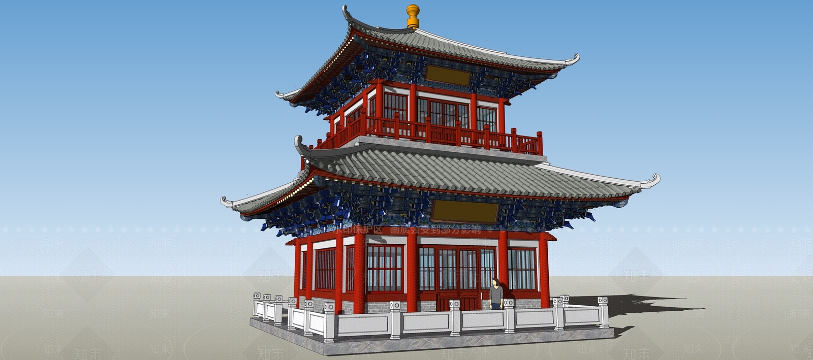 中式风格景观小建筑SU模型下载【ID:652679734】