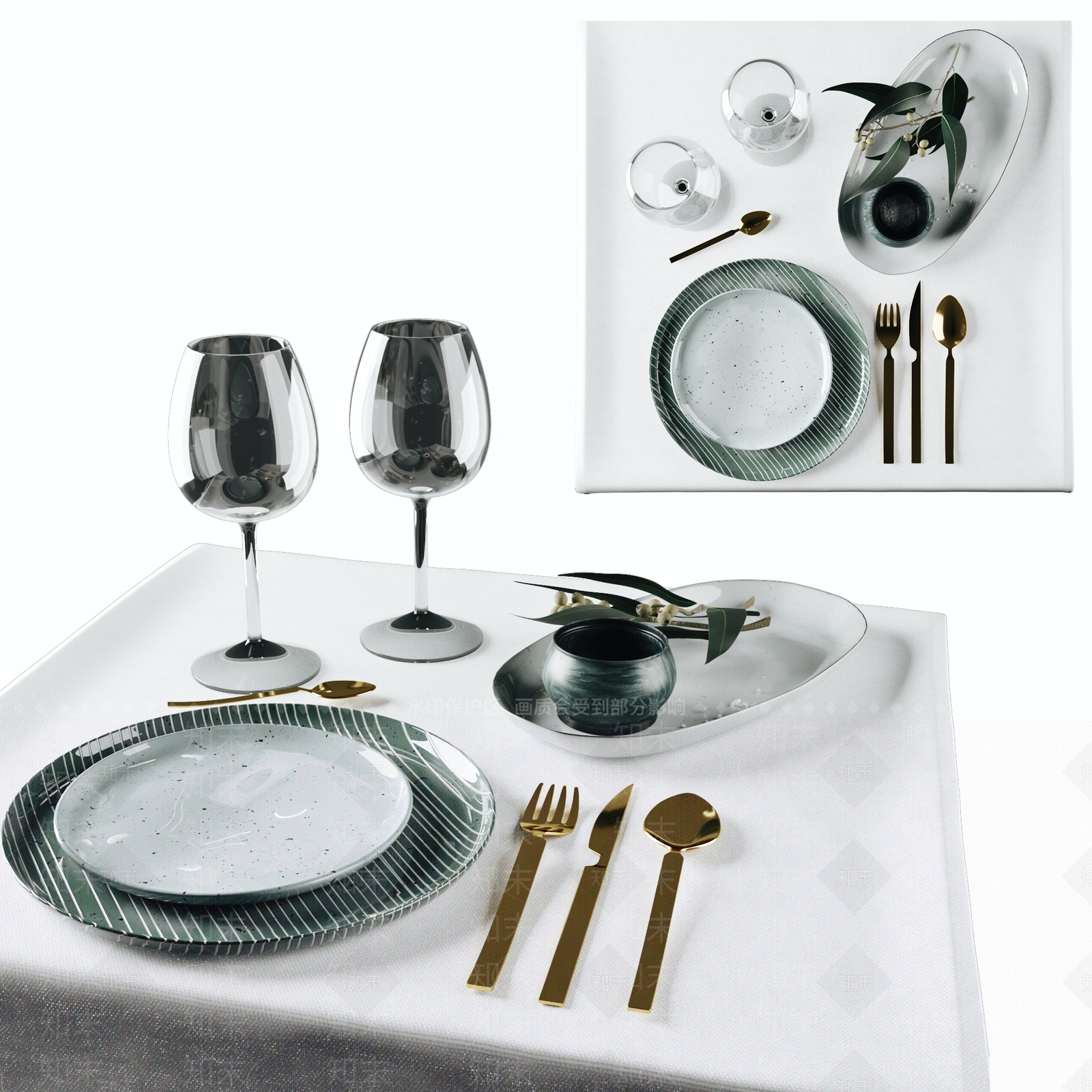 现代简欧风刀叉3D模型下载【ID:952685387】