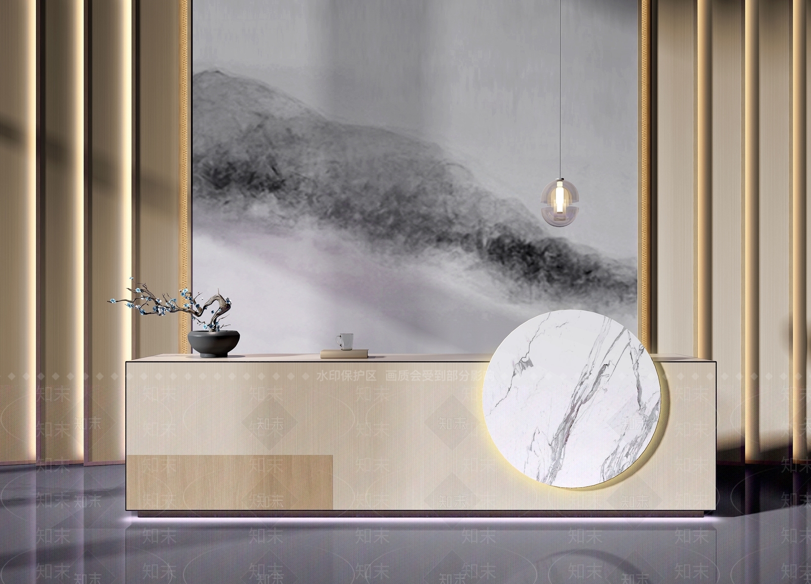 新中式吧台3D模型下载【ID:252705548】