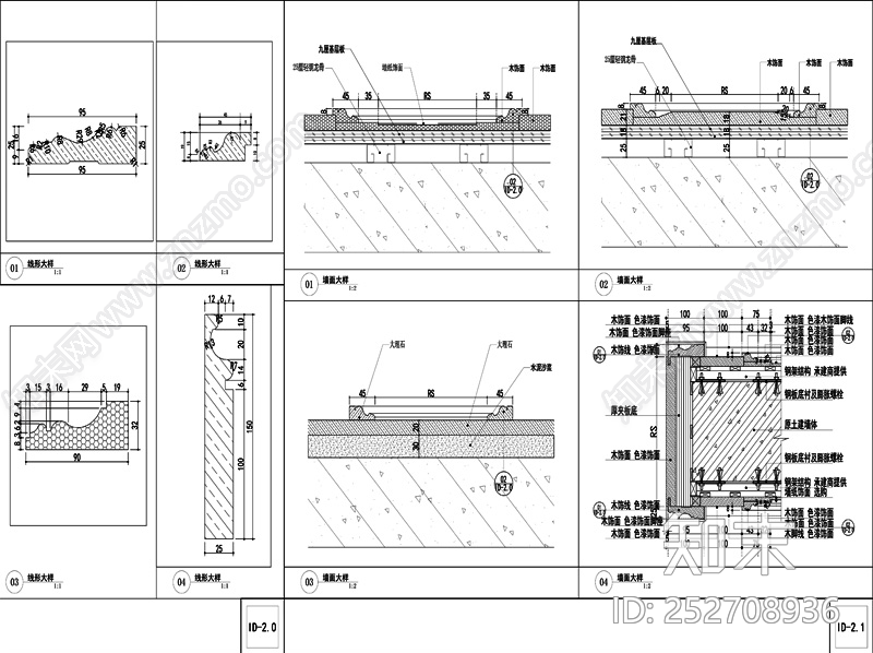 欧式室内墙面装饰造型大样图cad施工图下载【ID:252708936】