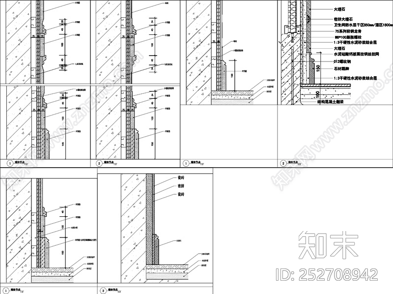 欧式室内墙面造型节点大样图施工图下载【ID:252708942】