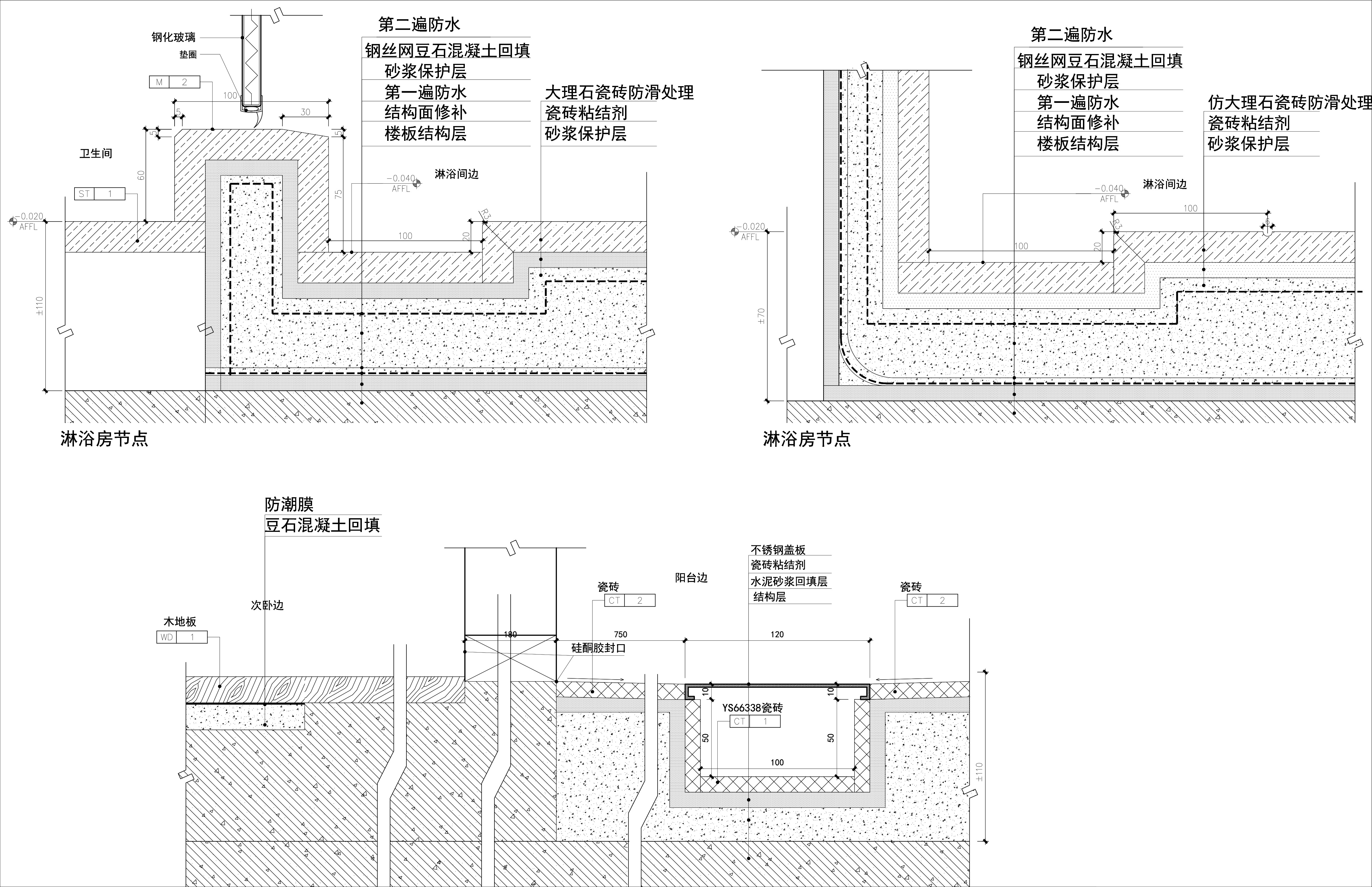 大理石淋浴房拉槽做法图片