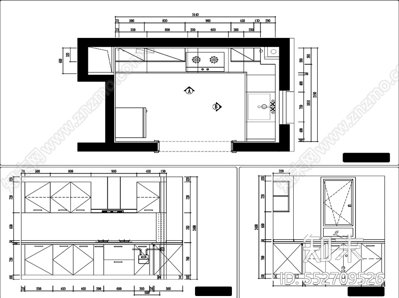 室内L形橱柜木作深化图施工图下载【ID:552709526】